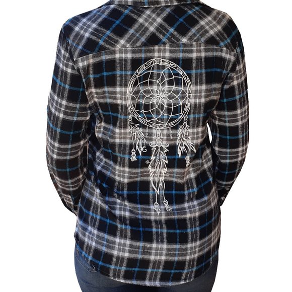 Black and Blue Women's Flannel - Picture 2 of 6